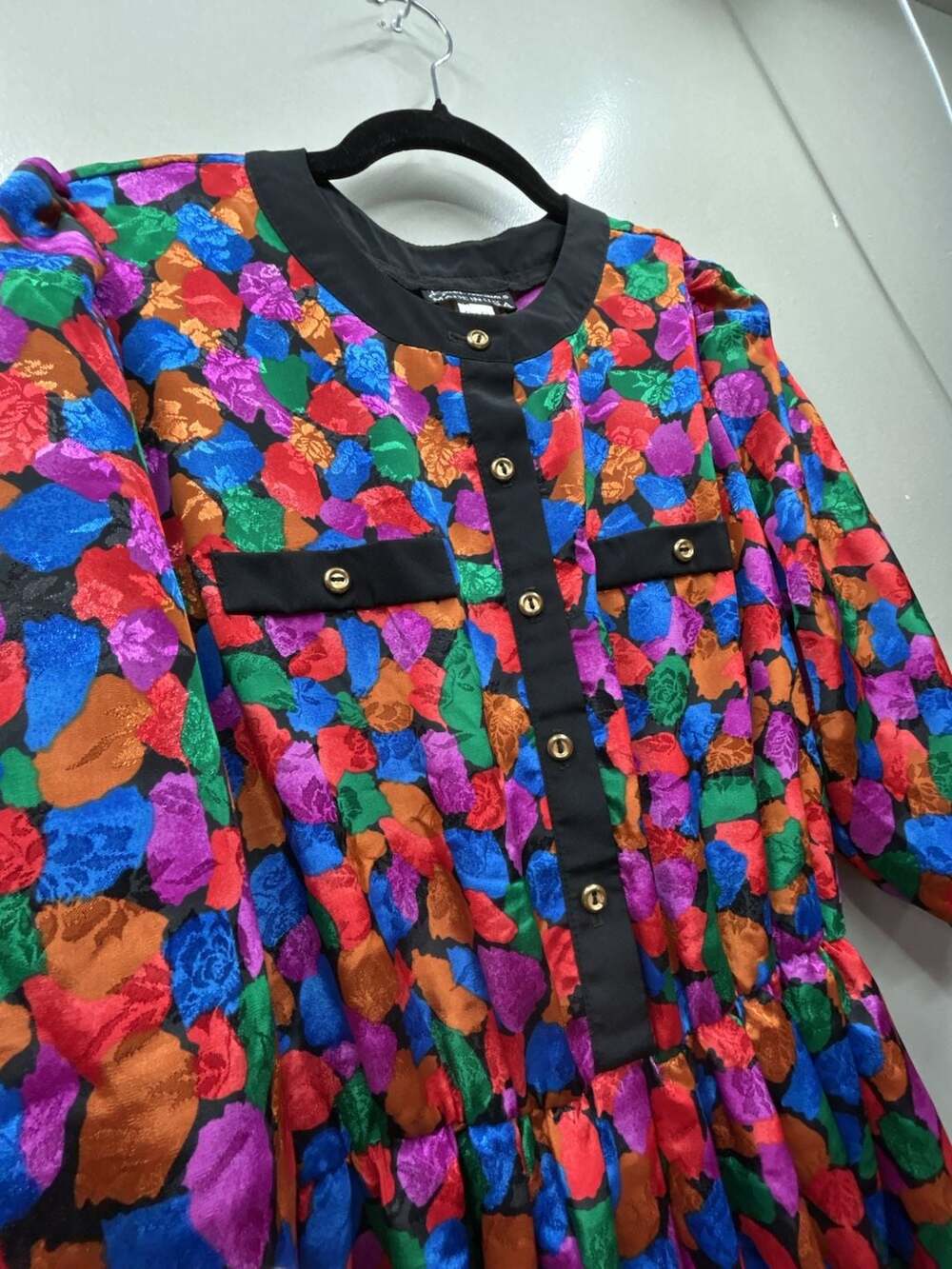 Vintage Breli Originals, Multi-Color Floral Button-Front Dress, 12, USA Made - Picture 6 of 12